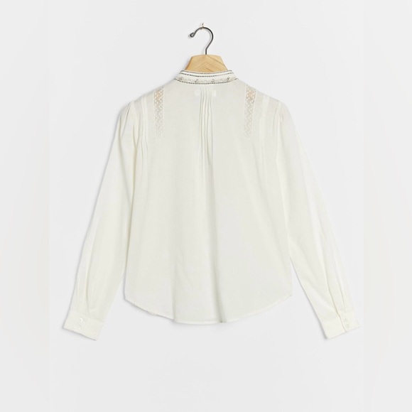NWT Antthropologie Pilcro Nayeli White Beaded Cotton Linen Buttondown, size M - Picture 6 of 16